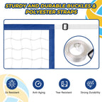 Pool Volleyball Net Replacement, Heavy Duty PE Net with Adjustable Length 15-30 FT, Waterproof Oxford Border for Outdoor In-Ground & Above Ground Pools, Includes Carabiners & Storage Bag (Blue)