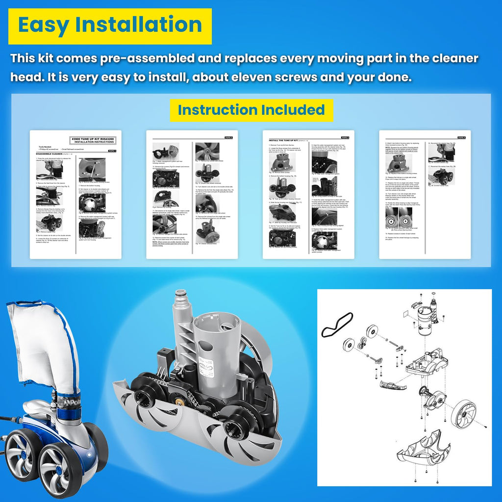 Replacement for Zodiac Polaris R0543200 3900 Sport Robotic Swimming Pool Cleaner Rebuild Kit Tune-Up Kit Accessory Also for P39 Sport Pressure Inground Pool Cleaner Upgraded Silver