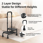 2 Step Stool with Handle for Seniors - Adjustable Handrail &Non-Skid Platform, Heavy Duty 2 Step Stool for Adults, Elderly, Foot Stool for Bedside, Kitchen, Car, Bathtub,Holds up to 440lbs