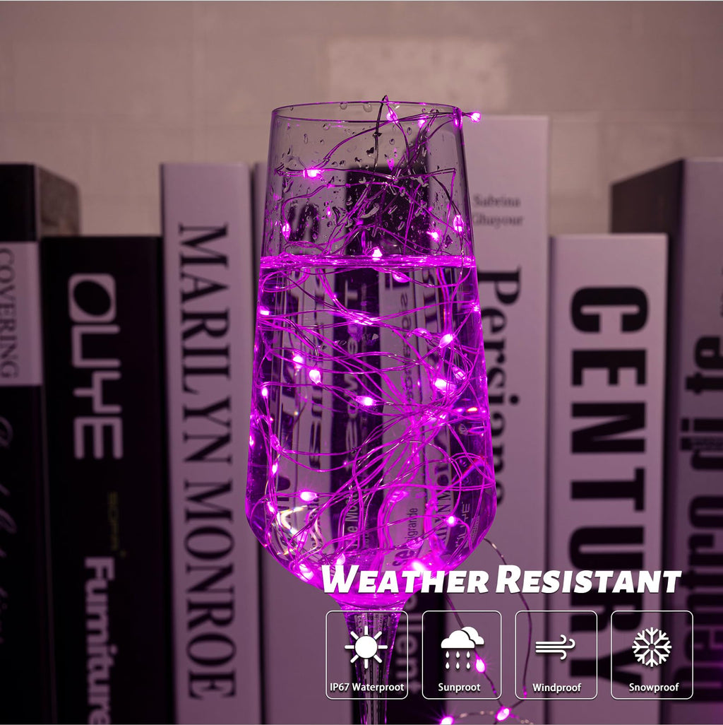 Fairy Lights 66 ft 200 LED USB Twinkle String Lights Plug in Silver Wire Lights with Remote and Timer 8 Modes Outdoor Waterproof Starry Lights DIY Party Wedding Christmas Decoration（Pink）