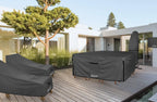 ULTCOVER 600D Tough Canvas Durable Rectangular Patio Table and Chair Cover - Waterproof Outdoor General Purpose Furniture Covers 76Lx54Wx28H inch, Black