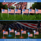 X-GiftKey 4th of July Decorations Outdoor American Flag Lights, 6-Pack Red White and Blue Solar Stars Lights with 6 USA Flags & 30LED,Bright Patriotic Pathway Lights for Memorial Day Yard Lawn Decor