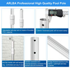 ARLBA Upgraded Professional 16.5 Feet Swimming Pool Pole Telescopic Aluminum Thicken 1.30mm Adjustable Fits Skimmer Net Rake Vacuum Head Brush Pool Cleaning Equipment Heavy Duty -Universal Fit 1-1/4