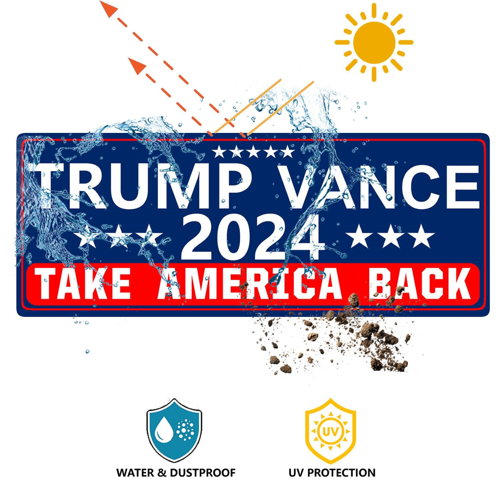 Shmbada Trump Vance 2024 Take America Back Magnetic Bumper Sticker for Cars - Support Trump Vehicle Magnet Sign Decal, Blue 10 x 3.5 Inches (Trump Vance 2 PCS)