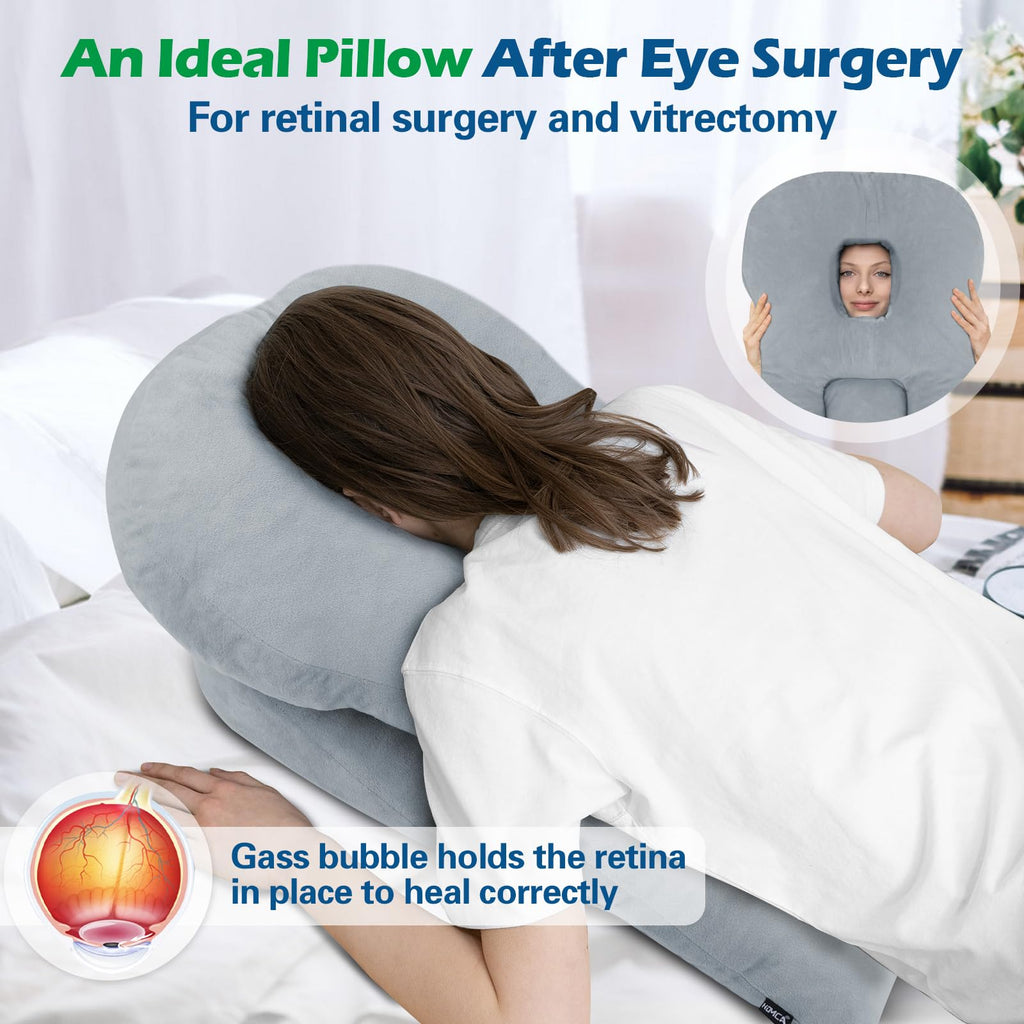 HOMCA Face Down Pillow After Eye Surgery - Home Massage Pillow Face Down for Bed Stomach Sleeping Pillow, BBL Pillow After Surgery with CertiPUR-US Certified Shredded Memory Foam