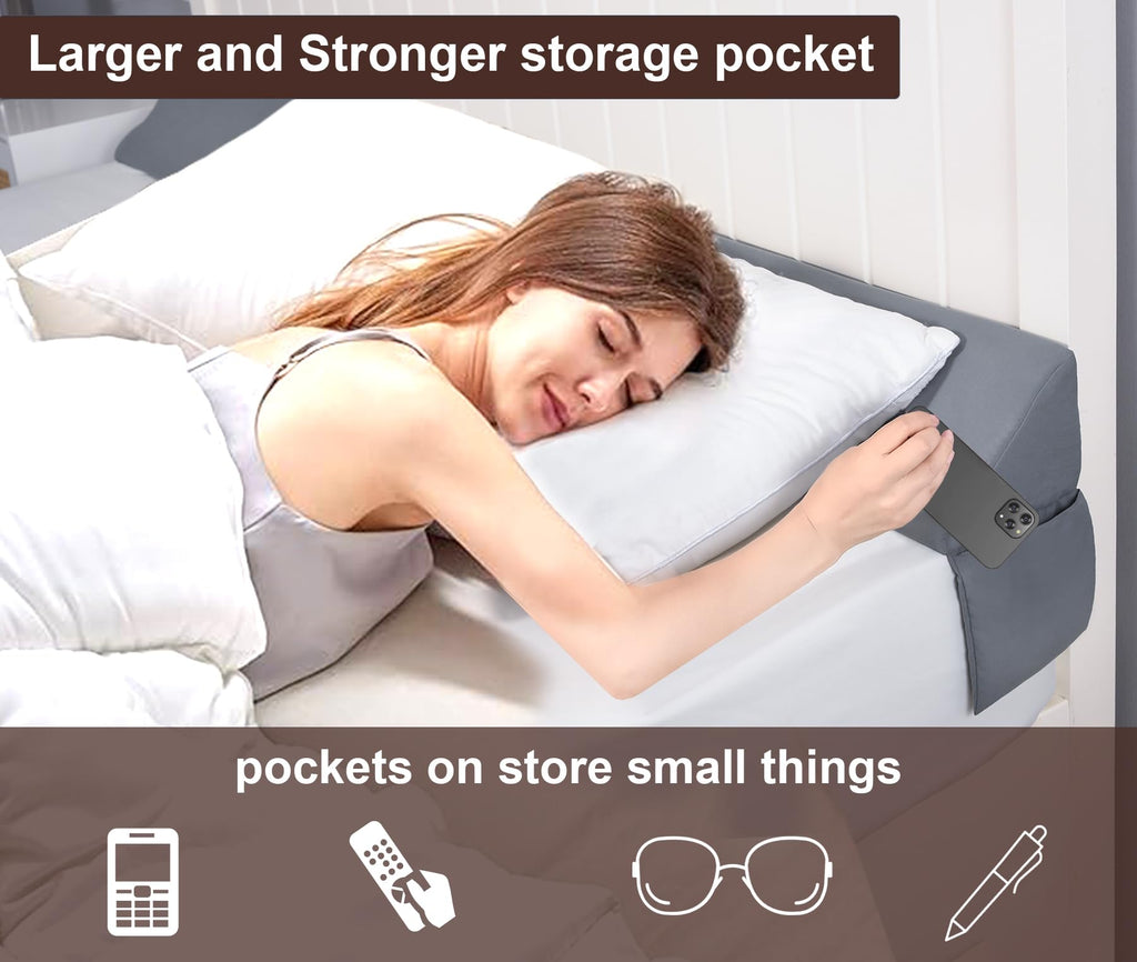 Vekkia King Pillow Wedge for Headboard Gap,Bed Gap Filler/Mattress Wedge Crack Filler,Close 0-3.5" Gap, Between Headboard and Mattress,Gray