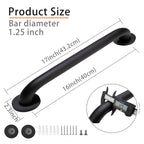 Rackickyer Shower Grab Bar, 2 Pack 16 Inch Black Bathroom Grab Bar, 1.25" Diameter 304 Stainless Steel Anti-Slip Grab Bars for Bathtubs and Showers, Handicap Shower Grab Bar for Seniors Elderly