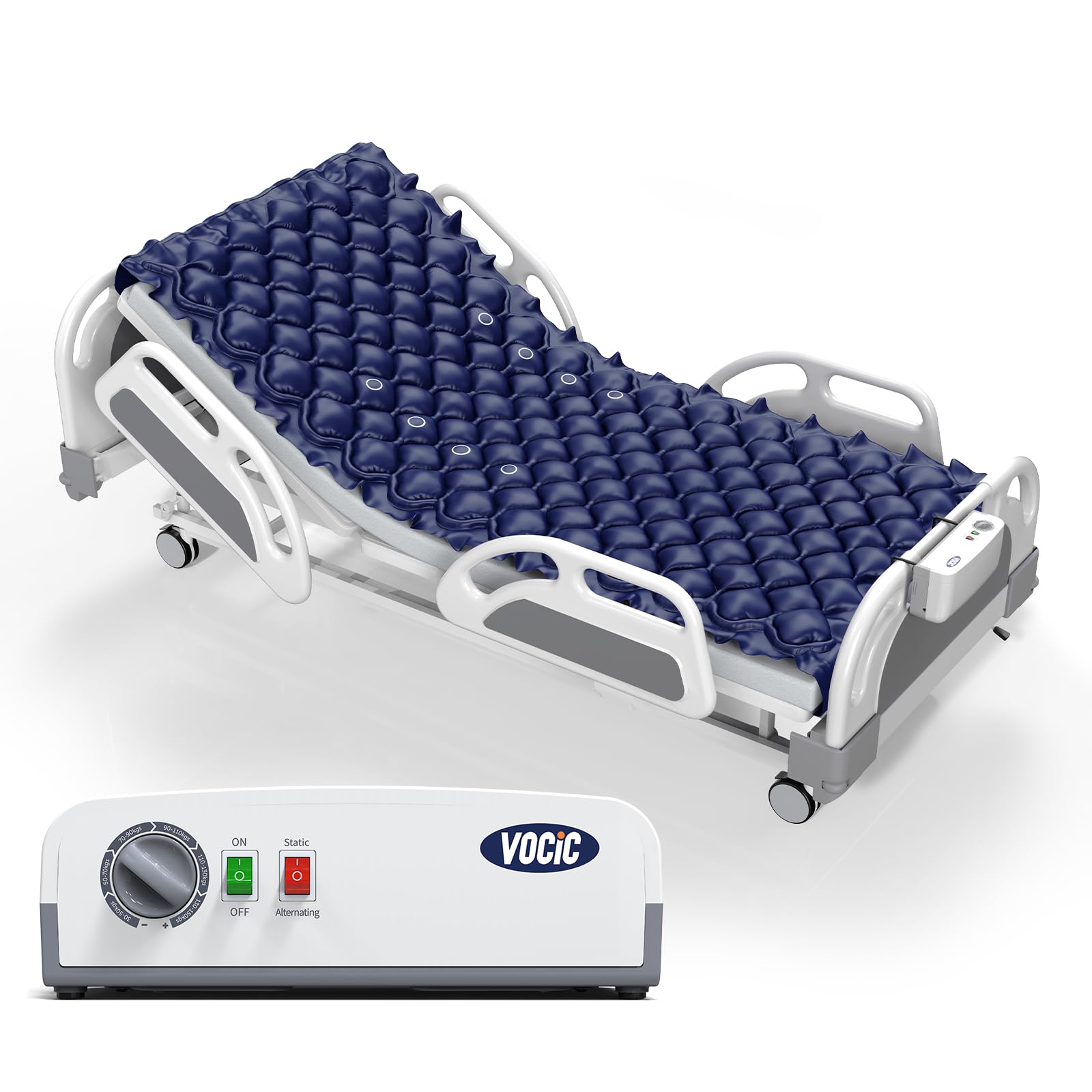 VOCIC Alternating Air Pressure Mattress Pad, Bed Mattress Topper with Micro Air Holes & Sleep Mode, Waterproof Pressure Relief Ulcer Cushion Pad for Hospital Beds and Home Use, S34