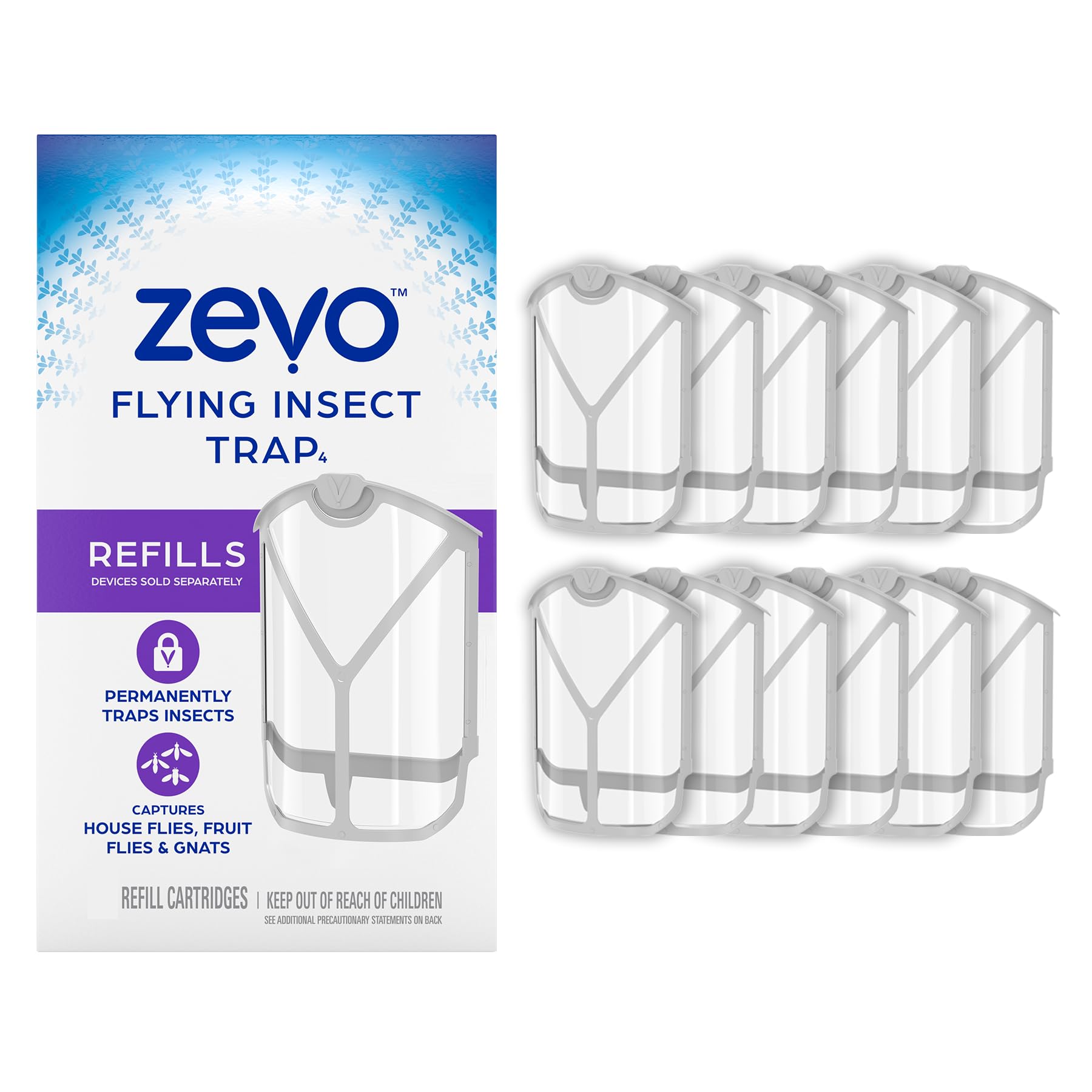 Zevo Flying Insect Trap Refill Cartridges, Fly Trap, Fruit Fly Trap (12 Refill Cartridges)
