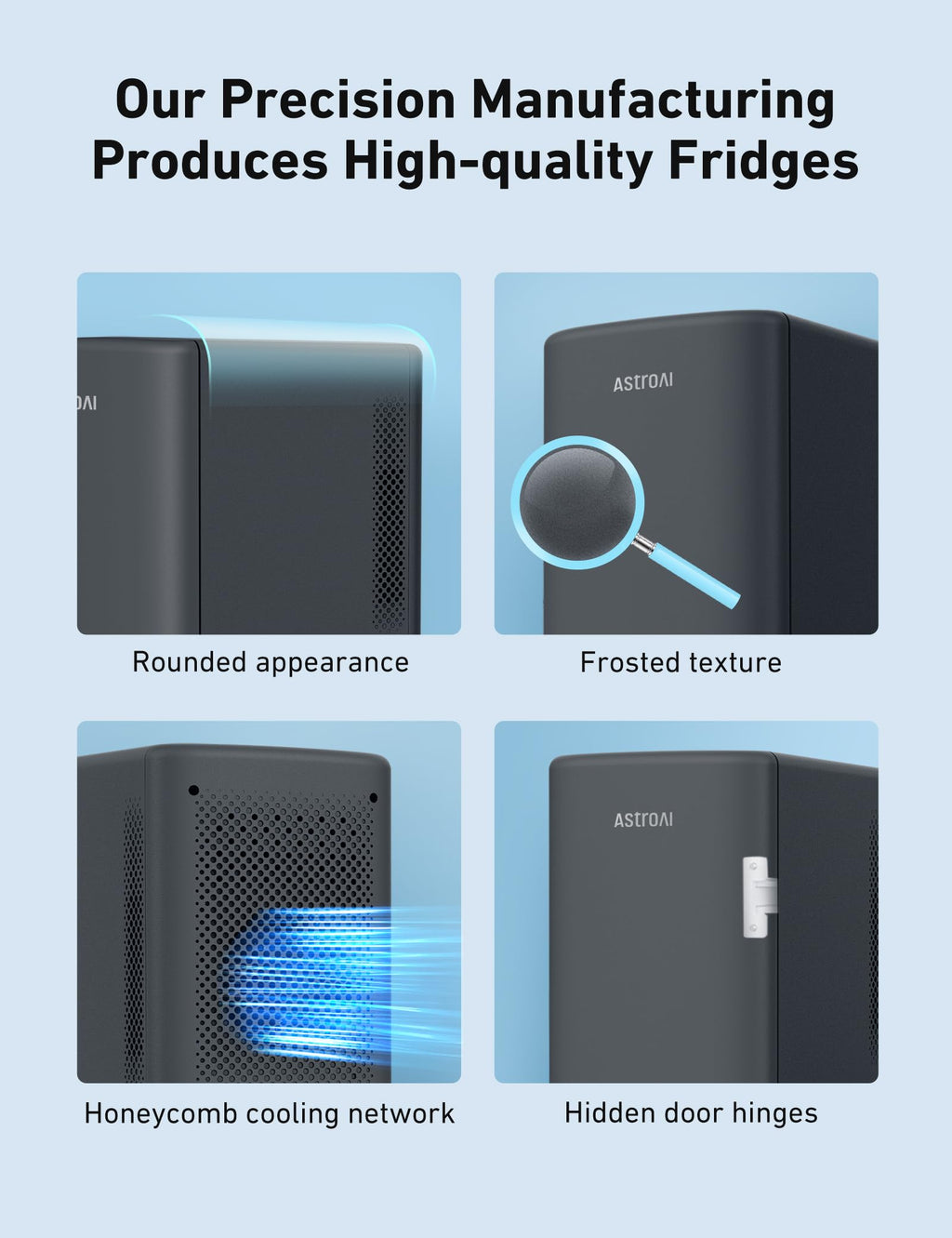 AstroAI Mini Fridge 2.0 Gen, 6 Liter/8 Cans Makeup Skincare Fridge 110V AC/ 12V DC Portable Thermoelectric Cooler and Warmer Little Tiny Fridge for Bedroom, Cosmetics, Christmas (Dark Grey)