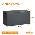 ZYJOYY 100 Gallon Resin Deck Box Waterproof Outdoor Storage Box and Patio Furniture Side Table for Pool Accessories, Gardening Tools, Outdoor Indoor Cushions, Lockable, UV Resistant
