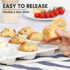 Vinino Silicone Heart Shaped Muffin Pan with Metal Reinforced Frame, 2 Pack Cupcake Pan, Silicone Heart Mold for Baking, Chocolate Bar and Egg Bites, Dishwasher Safe