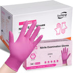 SwiftGrip Powder-Free Nitrile Gloves, Small, Case of 1000 (10 Boxes) - 3-mil, Disposable, Latex-Free, for Kitchen, Cleaning, Estheticians, Hair Stylist - Pink/Fuchsia