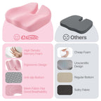 CJACSOC Seat Cushion, Extra Large Memory Foam Cushion for Office Chair Cushions, Ergonomic Cushions Pad Pillow for Pressure Relief Sciatica & Pain Relief for Long Sitting, Pink