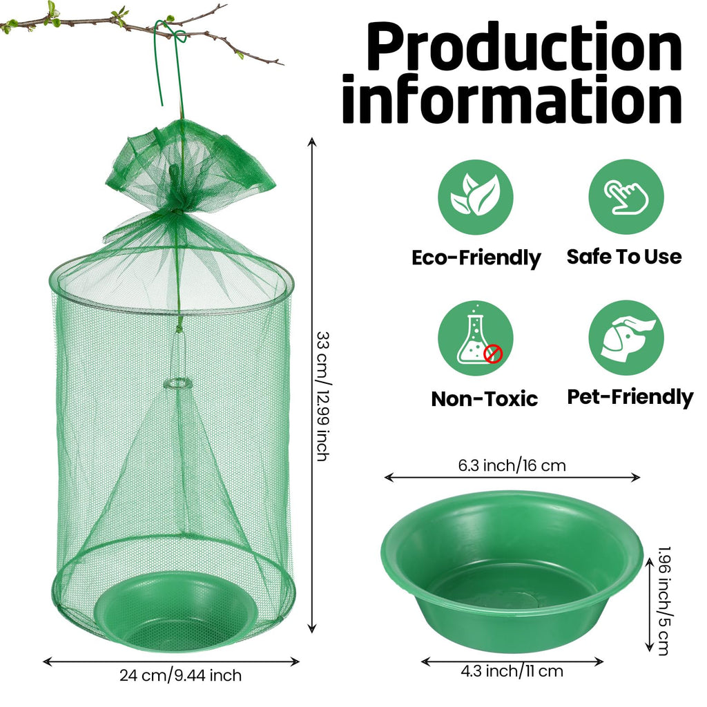 Qualirey 18 Pcs Ranch Fly Trap Outdoors Stable Fly Trap Reusable Horse Fly Traps Outdoor Hanging Pest Fly Trap Fly Catcher Cage with Pots Flay for Farm Orchard Restaurants