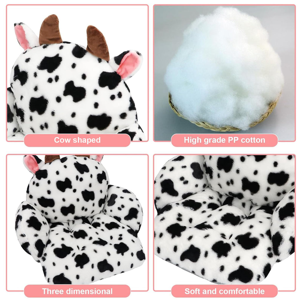 QYA Cute Chair Cushion, Soft Seat Cushions for Office Desk, Kawaii Chair Pillow for Gaming, Comfy Floor Seating for Adults, Cow Stuff for Bedroom Playroom Dining Living Room Decor, 17"x16.5"