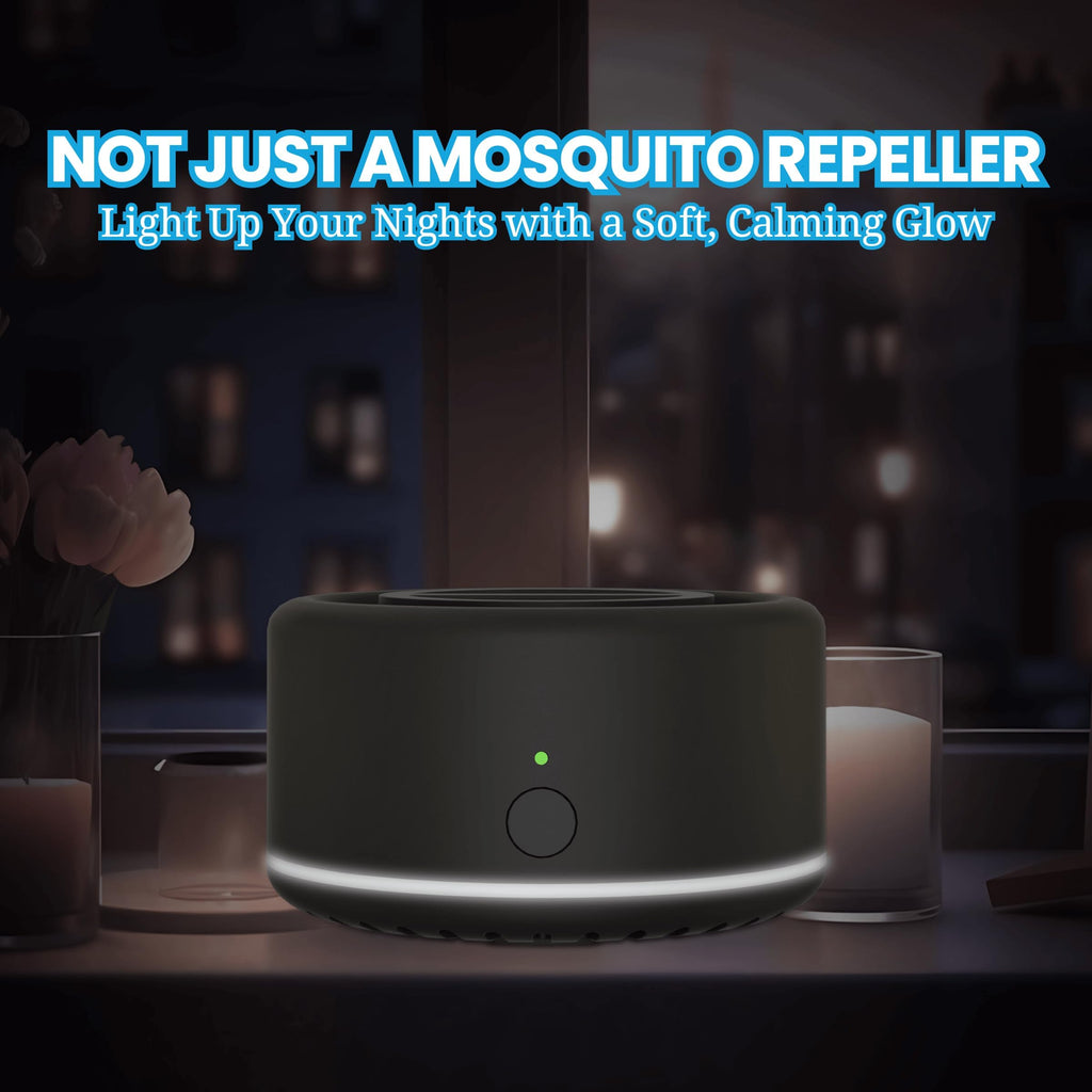Mosquito Repellent Outdoor Patio, Recharageable Mosquito Repeller 2 Plant-Based Refills, Ready-to-use Mosquito Repeller Device for Camping Outing(Black, Pack of 1)