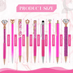 9 Pcs Ballpoint Pens Set Metal Crystal Diamond Pen Glitter Pen for Journaling Black Ink Pretty Cute Pens Fancy Pens Gifts for Women Girls Christmas Birthday School Office Desk (Fluorescent Pink)