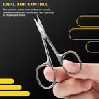FVION Curved Cuticle Scissors Extra Fine for Women, Men and Professionals - Stainless Steel Small Manicure Scissors with Precise Pointed Tip Grooming Blades