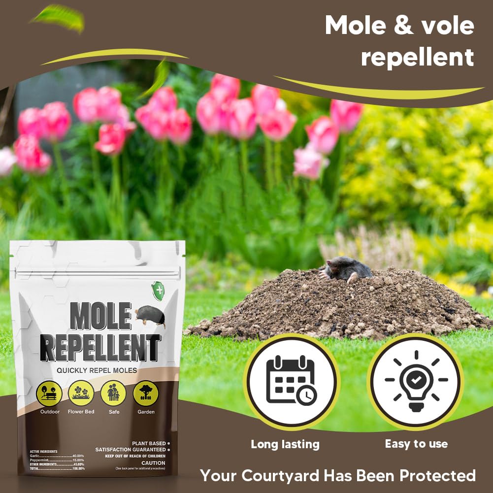 CLVDOFSS Mole Repellent for Lawns, Groundhog Repellent Outdoor, Armadillo Repellent, Mole Deterrent for Yard, Vole Repellent Outdoor, Gopher Repellent, Safe for Family & Pets, 8 Packs