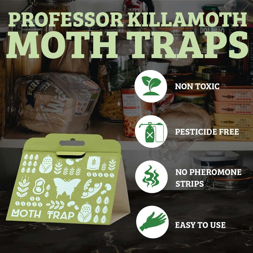 Professor Killamoth Pantry Moth Traps 6 Pack, Professional Grade Pheromone Moth Traps for House Indoor, Non-Toxic Pantry Moth Trap for Kitchen, Food & Cupboards
