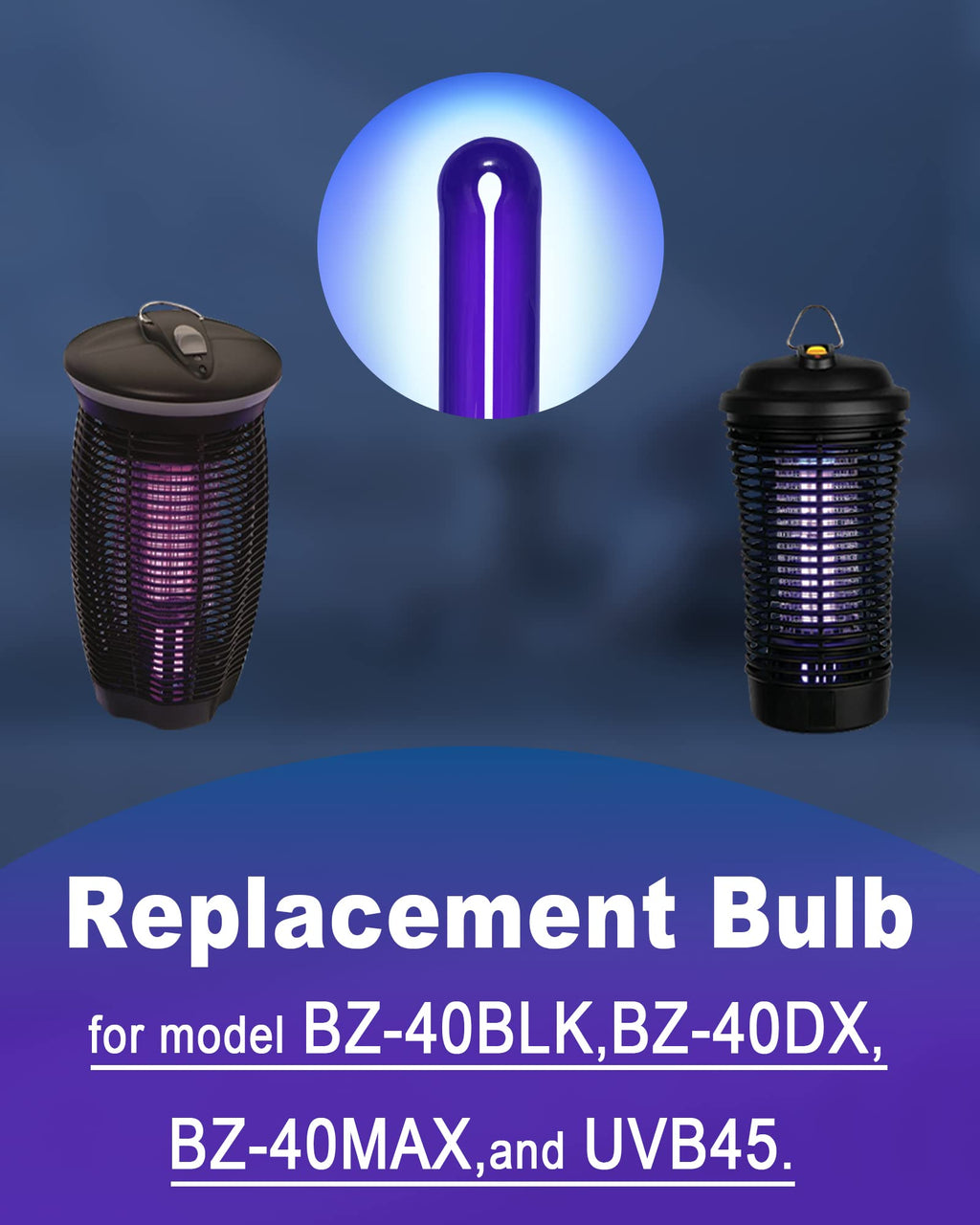 Shootingstar BB-40blk 40W Black Light Replacement Bulb for Black Flag Bug Zapper Model BZ-40DX, BZ-40MAX, BZ-40BLK and Stinger UVB45 Mosquito Zapper B4045 Replacement Bulbs - 4 Pack