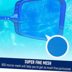 Poolvio Heavy Duty Swimming Pool Leaf Skimmer Net with Strong Reinforced Handle for Cleaning Swimming Pools, Hot Tubs, Spas and Fountains