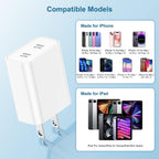USB C Fast Charger Block,USB C Charging Block 2-Pack USB C 2in1 Dual Ports Plug Wall Charger, Fast Type C Charger for iPhone 15/15 Pro/15 Pro Max/15 Plus/14/13/12/11/Xs Max/XR/X,iPad
