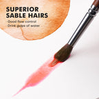 Watercolor Brushes Professional, Fuumuui 4Pcs Extended Needle Point Brushes Synthetic Extra Long Pinhead Brush with Sable Body for Fine Detailing - Watercolor Acrylic Gouache Inks Painting