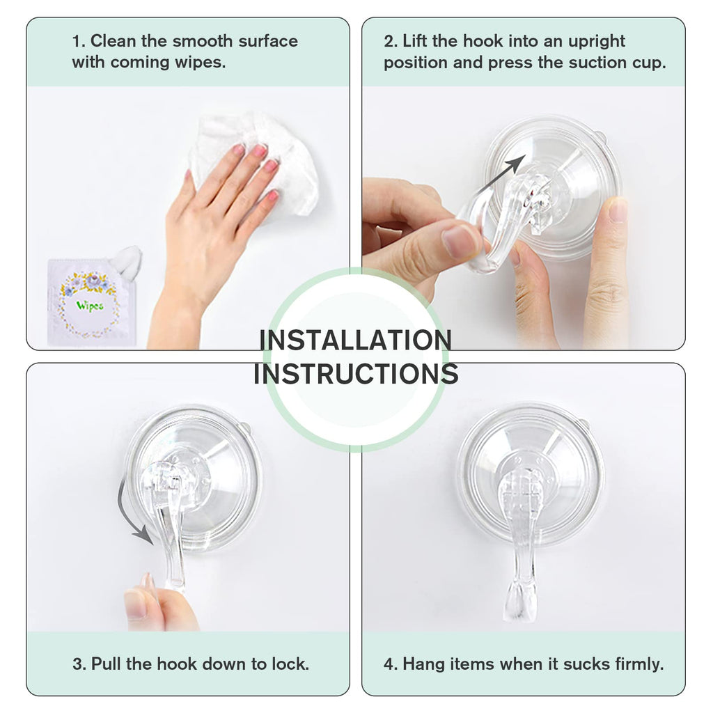 VIS'V Wreath Hanger, Large Clear Heavy Duty Suction Cup Wreath Hooks with Wipes 22 LB Removable Strong Window Glass Door Suction Cup Wreath Holder for Halloween Christmas Wreath Decor - 6 Pcs