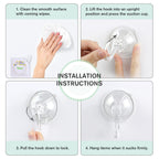 VIS'V Wreath Hanger, Large Clear Heavy Duty Suction Cup Wreath Hooks with Wipes 22 LB Removable Strong Window Glass Door Suction Cup Wreath Holder for Halloween Christmas Wreath Decor - 4 Pcs