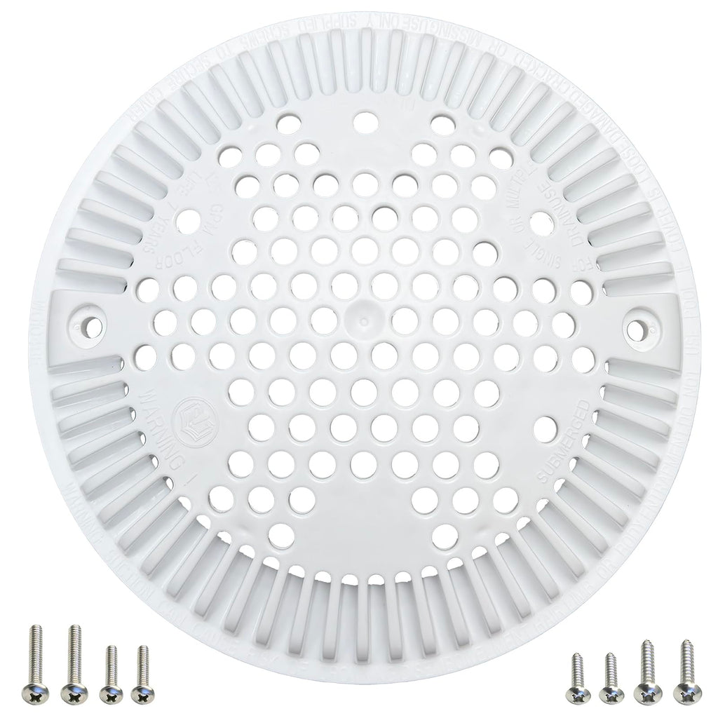 WG1048E White Pool Main Drain Cover Replacement Compatible with WG1048E for Suction and Dual Outlet Cover Replacement for Pools