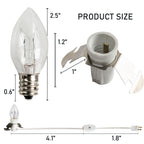 Dazzle Bright 4 Pack 6 FT Accessory Cord with Incandescent Light Bulb E12 Socket White Cord with On/Off Switch Plug, C7 Candelabra Light Bulbs for Holiday Decorations, Christmas Village House