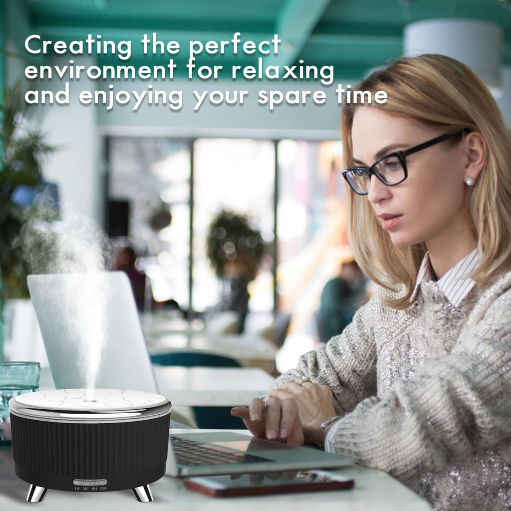 Diffusers for Essential Oils Large Room, 500ml Aromatherapy Diffuser Cool Mist Humidifier with Remote Control,7 Colors Lights & 3 Mist Mode Waterless Auto Off for Women Office Home Black Sliver
