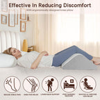 Vomiliku Knee Wedge Pillow for Back Sleeping, Leg Elevation for Post Surgery Recovery, 8" Triangle Leg Pillow with Removable Cover for Knee Support, Hip Back Pain Relief,Enhance Circulation, Gray