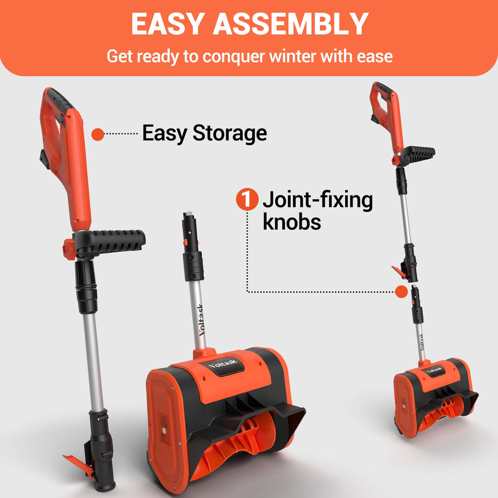 VOLTASK Cordless Snow Shovel - 20V | 10-Inch | 4-Ah Cordless Snow Blower, Battery Snow Blower with Adjustable Front Handle (4-Ah Battery & Quick Charger Included), SS-20C