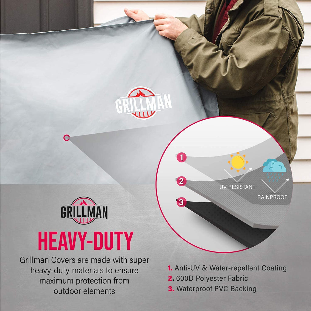 Grillman Premium BBQ Grill Cover. Rip-Proof & Waterproof (58" L x 24" W x 48" H, Tan) Top Heavy Duty Large Grill Cover for Weber Spirit, Genesis, Charbroil, etc. Barbecue Cover and Gas Grill Covers