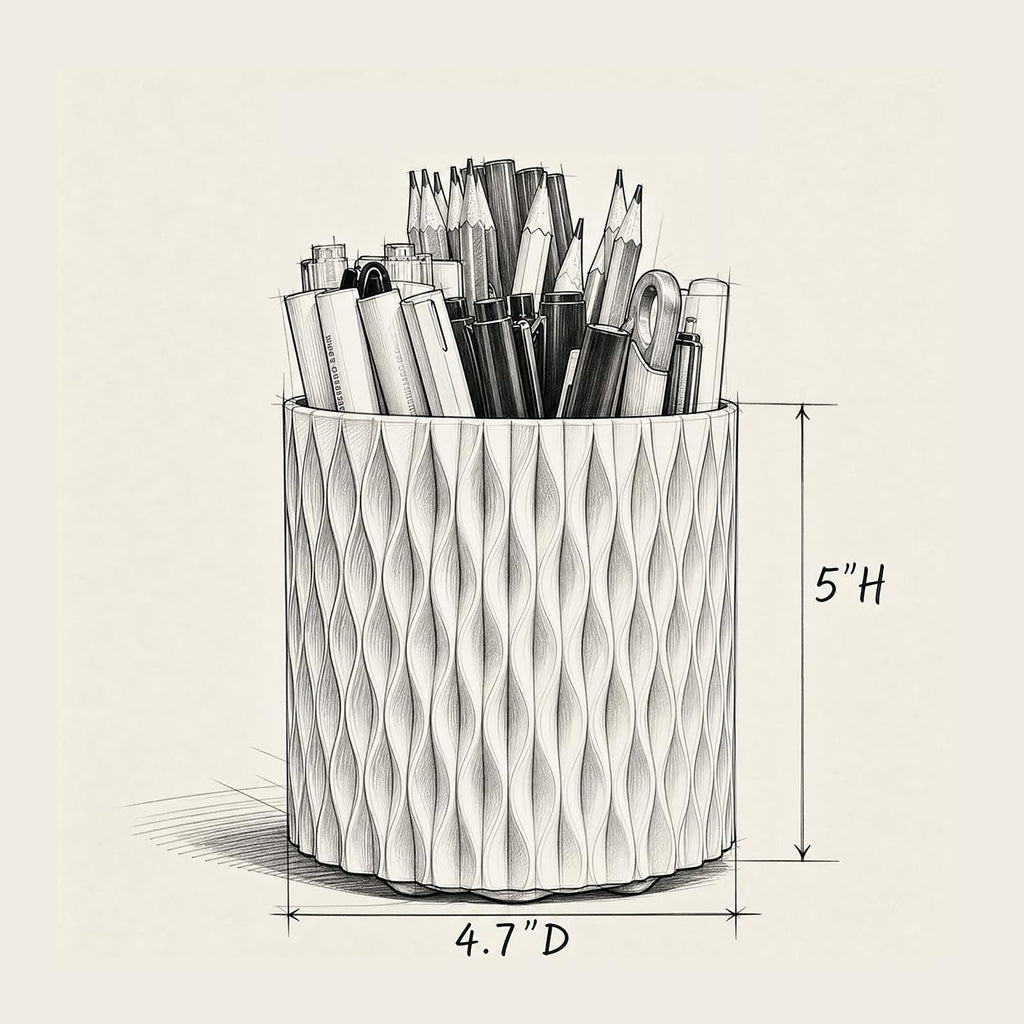 Rotating Pen Holder for Desk, 5 Slots Easthetic Pencil holder Desk Organizer Supplies and Accessories for Women Girls, Pencil Cup for Office Home Art Supply, White