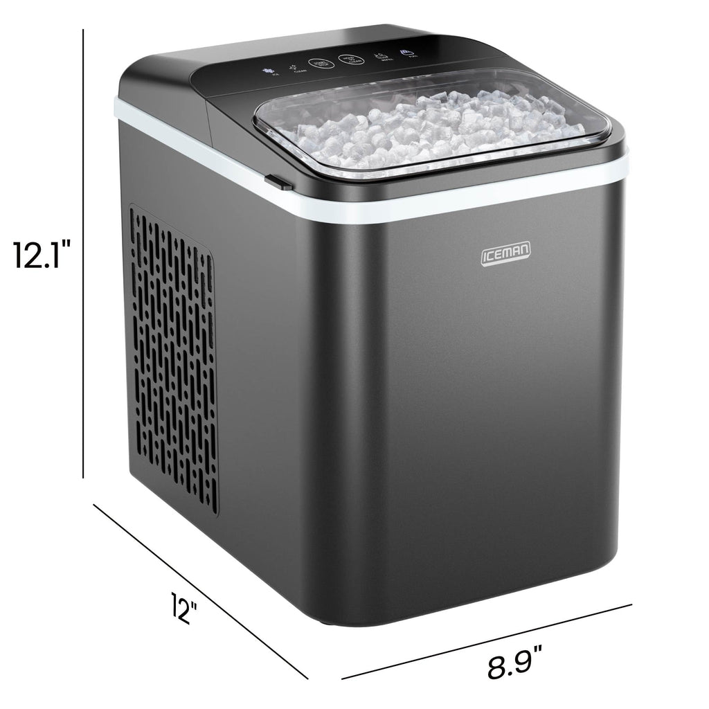 Iceman Compact Pebble Ice Machine, Countertop Nugget Ice Maker Produces Chewable Pellet Ice in 8 Minutes, Makes 26lbs/Day, One-Touch Cleaning Function with Ice Scoop/Basket Included – Black