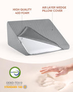 Forias Knee Wedge Pillow for Legs 8" Pure Memory Foam Bed Wedge Pillow for Sleeping After Surgery Triangle Pillow Wedge for Knee Support Leg Elevation Sciatica Knee Hip Back Pain Relief - Gray