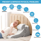 MEGCXIT 3PCS Bed Wedge Pillow for Sleeping, Adjustable Memory Foam Wedge Pillow for Back Leg Pain Relief, 23” Wide Triangle Pillow Wedge for Post Surgery, Acid Reflux, GERD & Snoring, White/Grey