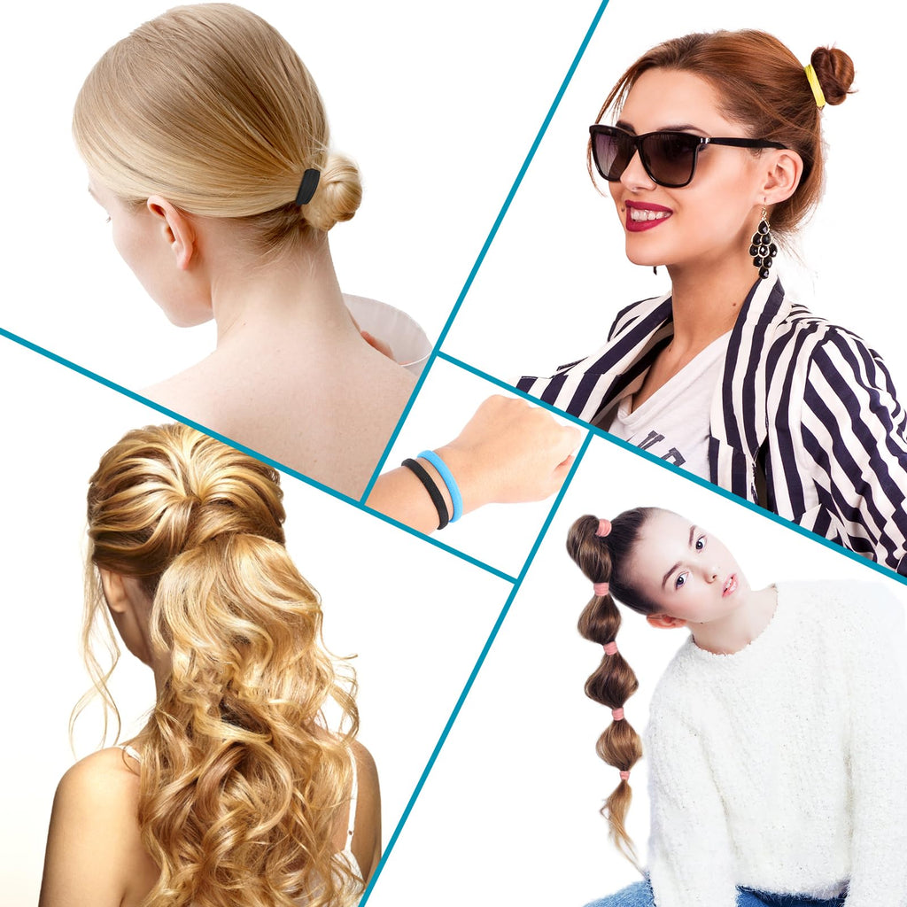 120PCS Black Hair Ties for Women Girls, Elastic Hair Bands Ponytail Holders