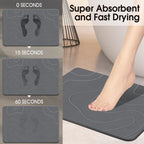 ZIKIBL Stone Bath mat Diatomaceous Earth Bath Mat Super Absorbent Non-Slip Diatomite Stone Bath Mats for Bathroom Quick-Drying Stone Shower Mat Easy to Clean（24 * 16'' Grey）