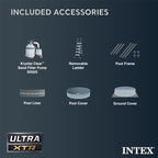 Intex Ultra XTR Frame 14' x 42" Round Above Ground Outdoor Swimming Pool Set with Sand Filter Pump, Ladder, Ground Cloth, and Pool Cover