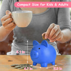 PJDRLLC Piggy Bank, Unbreakable Plastic Money Bank, Coin Bank for Girls and Boys, Medium Size Piggy Banks, Practical Gifts for Birthday, Easter, Christmas (Dark Blue)