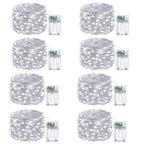 8-Pack White Fairy Lights Battery Operated with Timer, Waterproof 16FT 50 LED String Lights Outdoor Indoor, Twinkle Lights for Bedroom Dorm Wedding Birthday Christmas Parties Centerpiece (Cool White)
