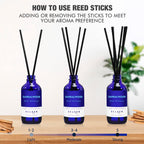 Xcleen Reed Diffuser, Sandalwood Scented Reed Diffuser Set, Oil Reed Diffuser with 6 Sticks, Home Fragrance Reed Diffuser for Bathroom, Aromatherapy Diffuser for Gift, Christmas Room Decor