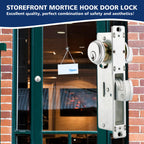 MaxxGeek Storefront Mortice Hook Door Lock, Commercial Door Locks Mortise Cylinder, Storefront Door Mortise Lock Hook Deadbolt(1-1/8" Backset)