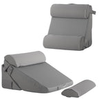 Bedluxe Adjustable 4pcs Bed Wedge Pillow Set, Memory Foam Wedge Pillow Post Surgery for Back, Neck, Leg Pain Relief, Pillow Wedge for Sleeping, Sitting up in Bed, Acid Reflux and GERD, Grey