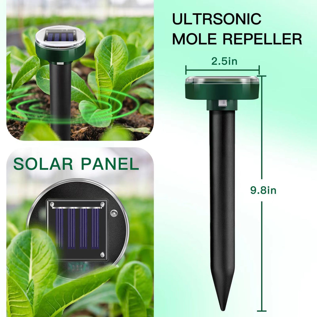 8 Pack Upgrade Mole Repellent for lawns Gopher Repellent Ultrasonic Solar Powered Snake Repellent Deterrent Mole Repeller Vole Repellent Outdoor Lawns Garden Yard All Pests Sonic Spikes Stakes Chaser